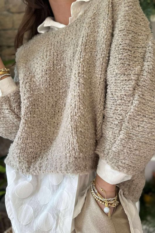 Hygge Boucle Slouch Knit Oatmeal 